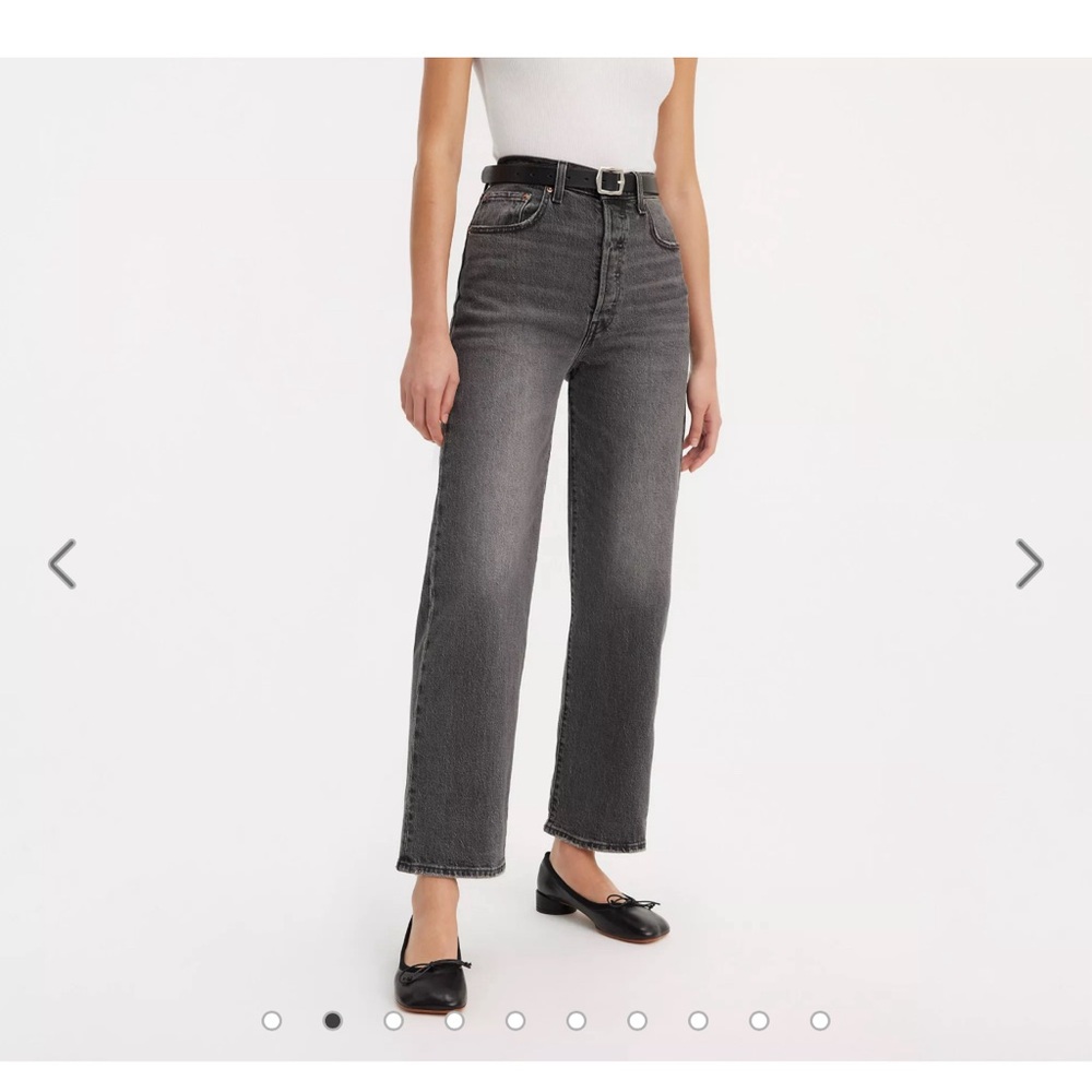 Levis Ribcage straight ankle jean in “well worn black “